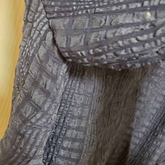 NSR fdress size small navy blue faux wrap textured evening - Picture 5 of 9